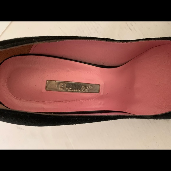 Black real suede shoes with big suede shoe bow comfy block heels Eur 40 US 10 - Picture 7 of 7